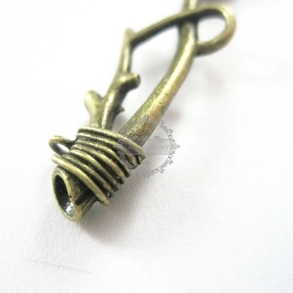 Винтажный латунный бронзовый антикварный кулон в виде ветки дерева 15 х50 мм