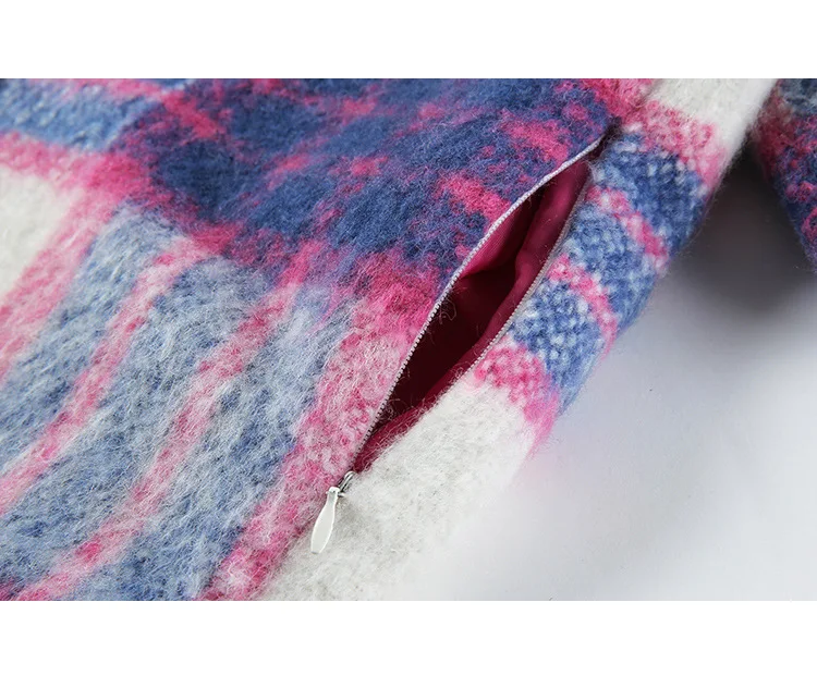 Повседневное клетчатое женское длинное шерстяное пальто свободного покроя с