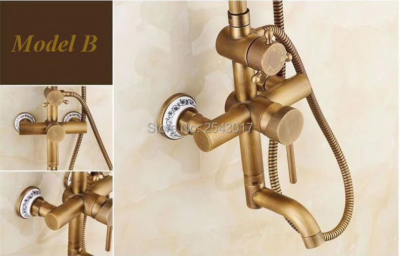 Бесплатная доставка античный медный душевой набор для ванной комнаты смеситель