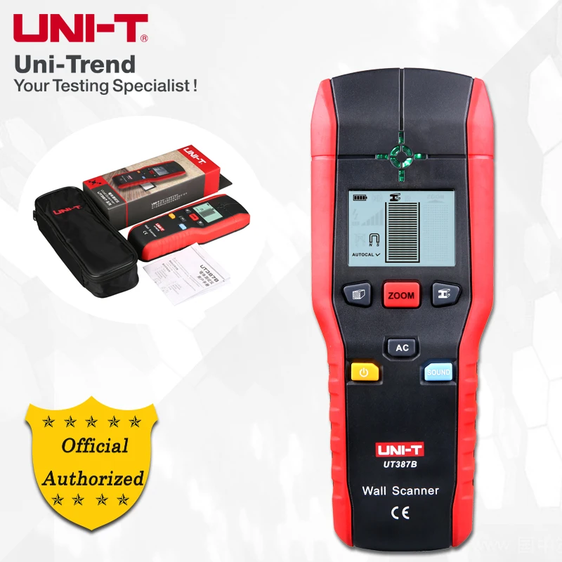 

UNI-T UT387B Wall Scanner; Handheld Wall Detector, Ferrous Metals/Non-ferrous Metals/Copper Conductors (live)/Wood Measurements