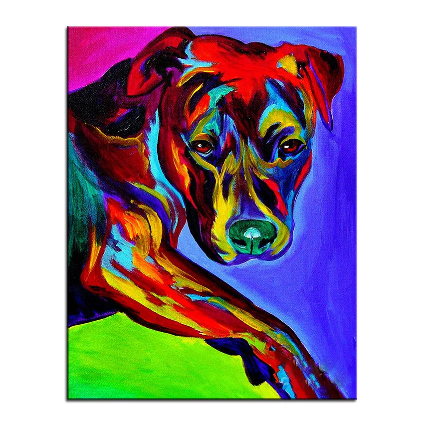 Большой размер картина маслом с изображением питбуля взгляд настенная живопись