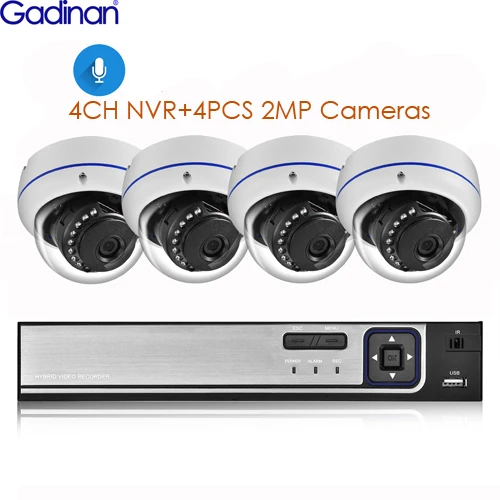 4CH NVR and 4PCS 2MP Gadinan 4CH 5.0MP Домашняя безопасность NVR POE CCTV камера системы 5MP SONY IMX335 4MP аудио звук Открытый ночное видение комплект наблюдения - Цвет: 4CH NVR and 4PCS 2MP