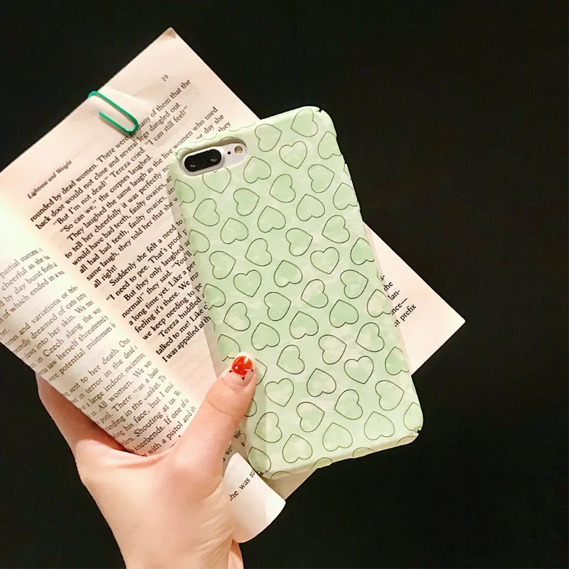 JIBAN маття зеленый в виде ракушки узор любовь телефонные чехлы для IPhoneX S MAX XR X Iphone 6
