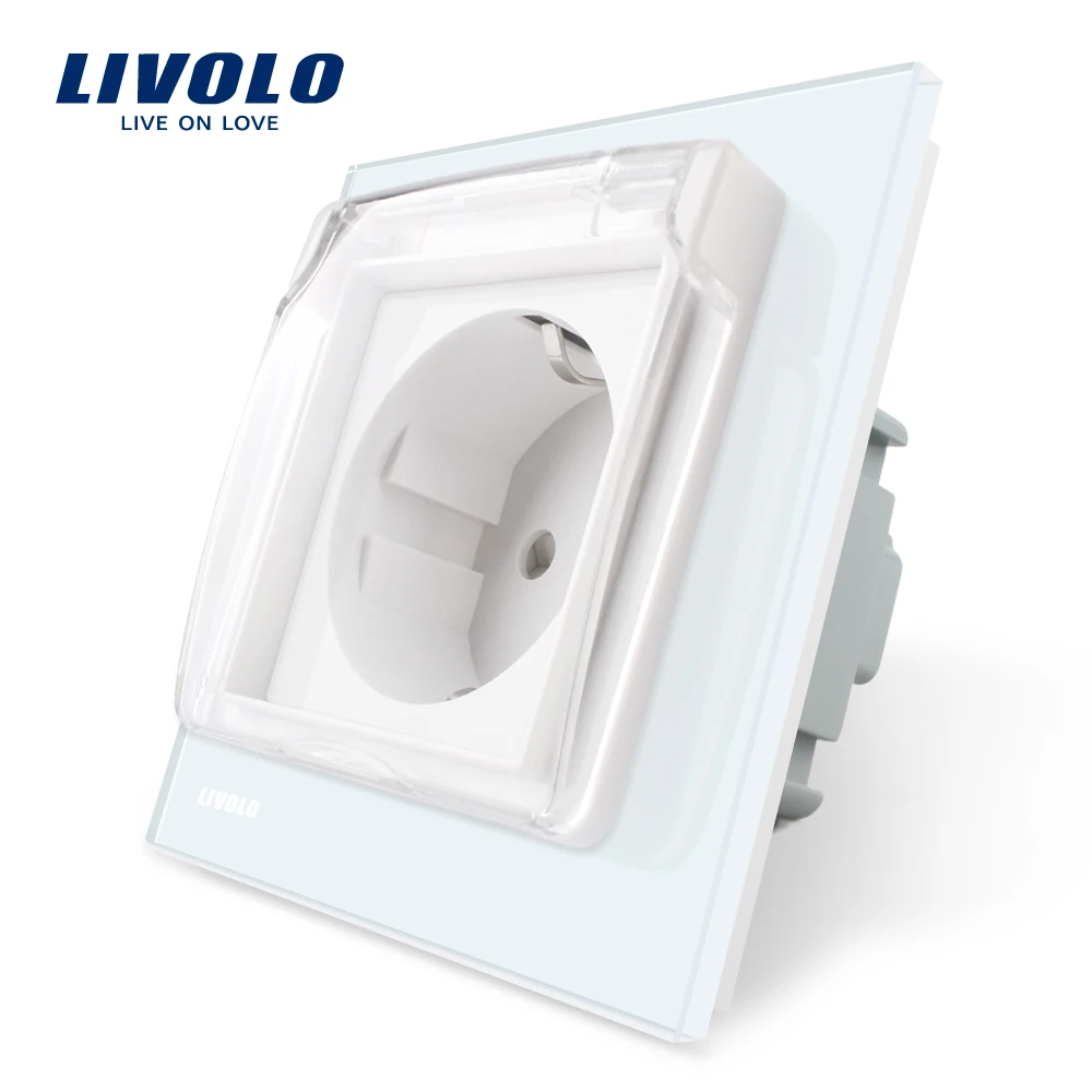 Фото Livolo ЕС стандартный мощность разъем белый стекло панель AC 110 ~ 250 В 16A стены с Livolo ЕС стандартный мощность разъем белый стекло панель AC 110 ~ 250 В 16A стены с