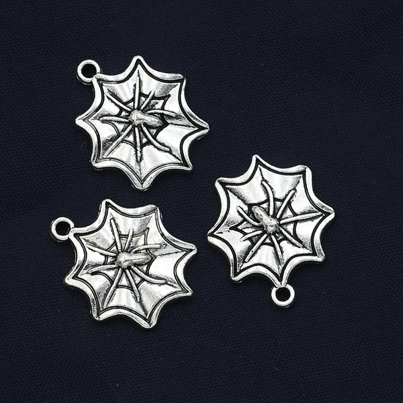 JAKONGO Spider Charms Antique Silver Plated Pendants for Jewelry Making Bracelet DIY Handmade Craft 22x18mm 10pcs/lot | Украшения и
