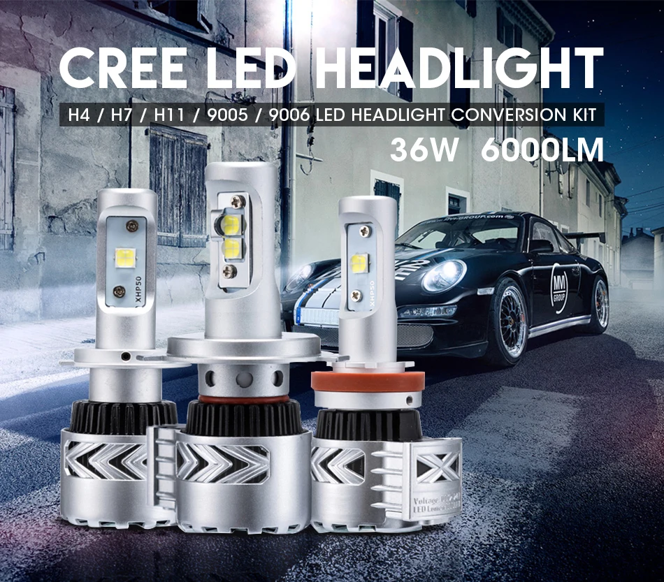 Hlxg Новые поступления 2 шт. H4 H7 светодиодный H11 40 Вт 8000LM/комплект CSP чипсы 12 В 24 В 6000 К фар автомобиля луковицы 9006 HB4 9005 HB3 авто противотуманные
