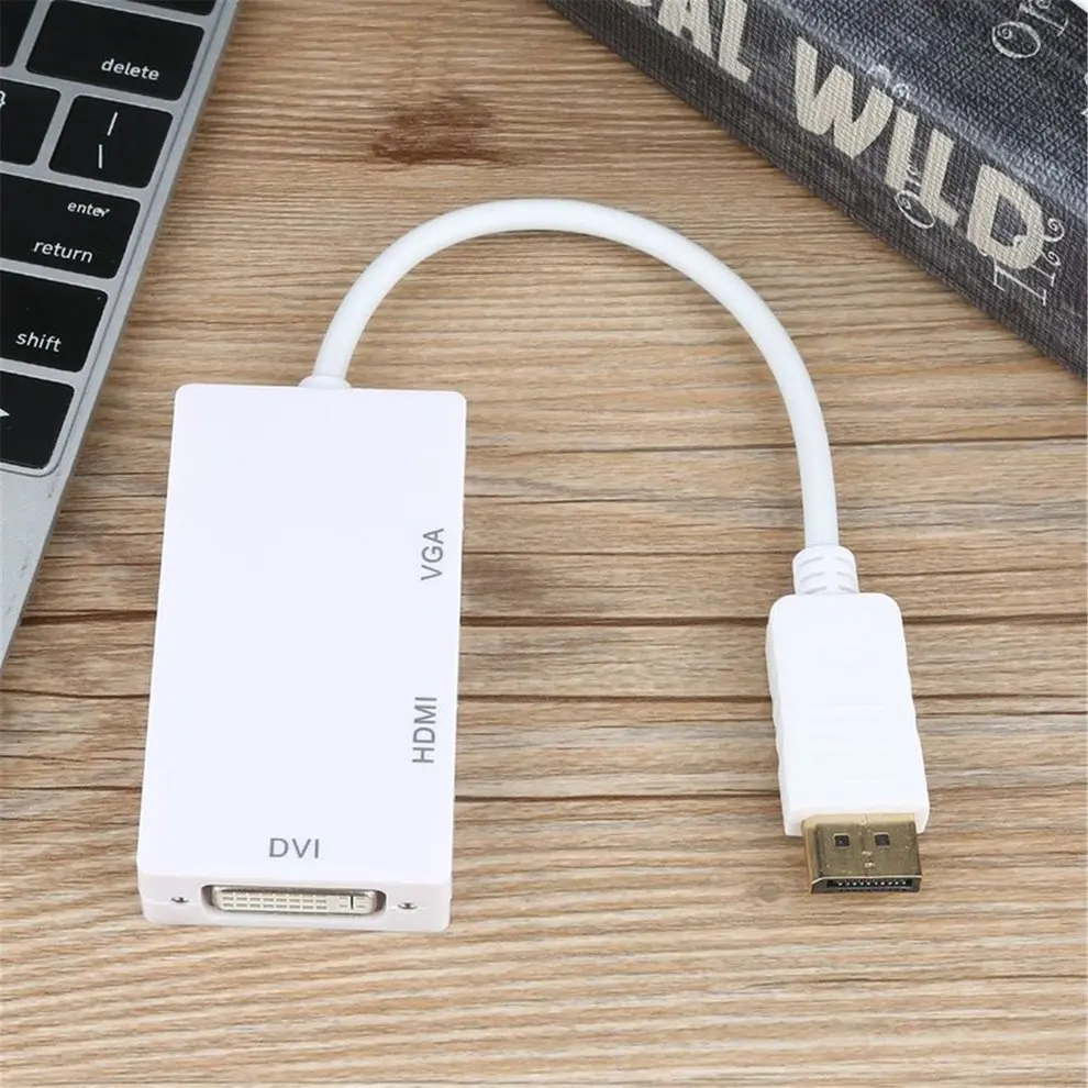 Новейший 3 в 1 порт дисплея DP штекер HDMI DVI VGA RGB гнездовой адаптер конвертер разъем HD