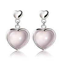 100 925 sterling silver romantic love heart natural opal stone ladiestassels stud earrings jewelry birthday gift wholesale