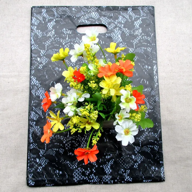 100 шт./лот пластиковые пакеты с цветочным принтом пригодные для вторичной