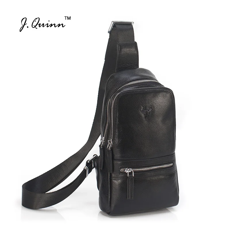 Мужская нагрудная сумка J.Quinn из натуральной воловьей кожи большой нагрудной