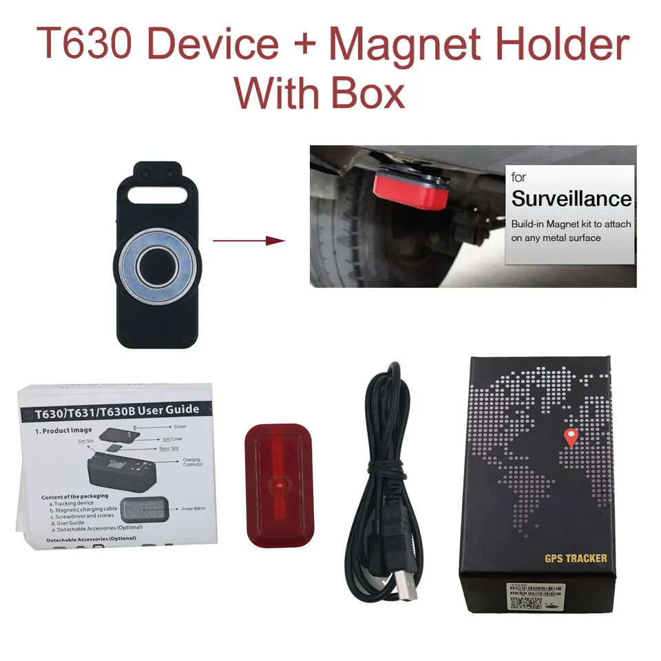 D-Accessory and box VJOYCAR T630 воротник Мини собака gps трекер для детей Домашние животные Дети велосипедная сумка водонепроницаемый отслеживания локатор в режиме ожидания 7 дн ошейник для кошки с gps - Цвет: D-Accessory and box