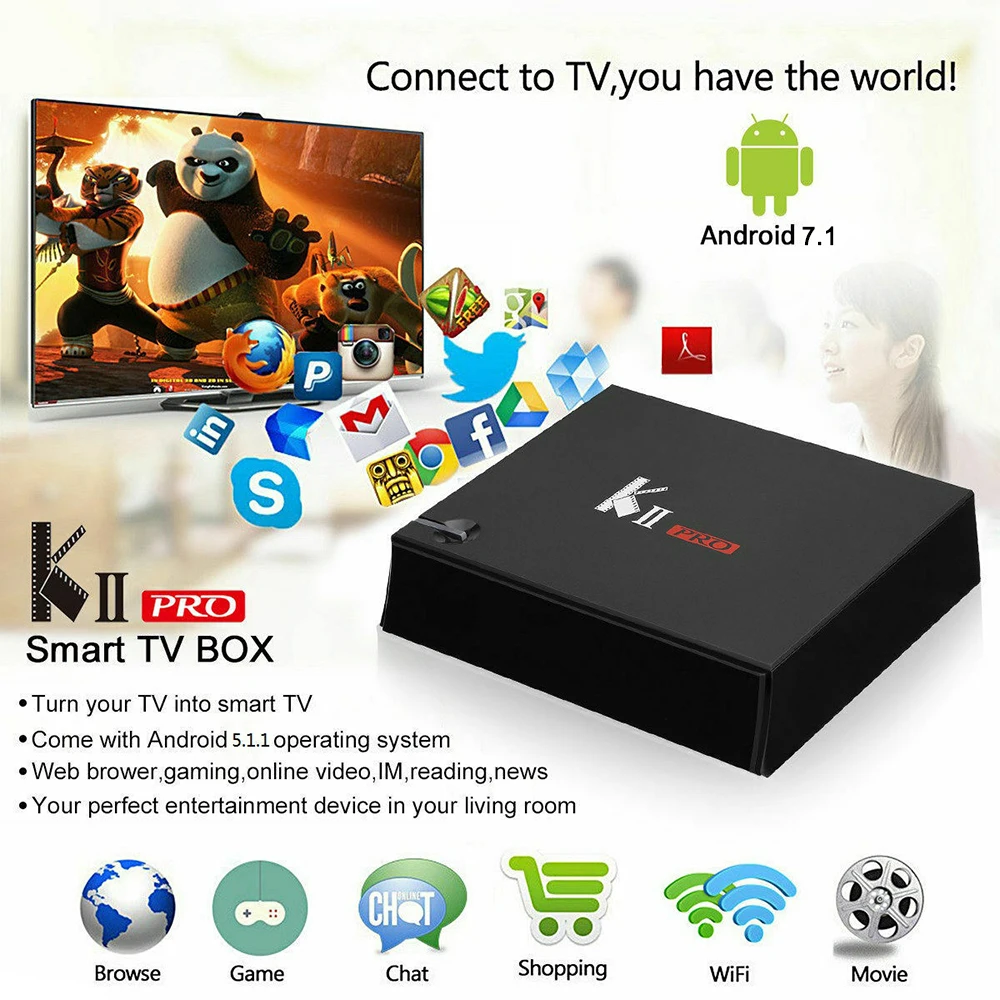 2 Гб 16 ROM Android 7 1 TV Box KII Pro декодер DVB-S2 DVB-T2 S905d Четырехъядерный 4K HD медиаплеер DVB T2 S2