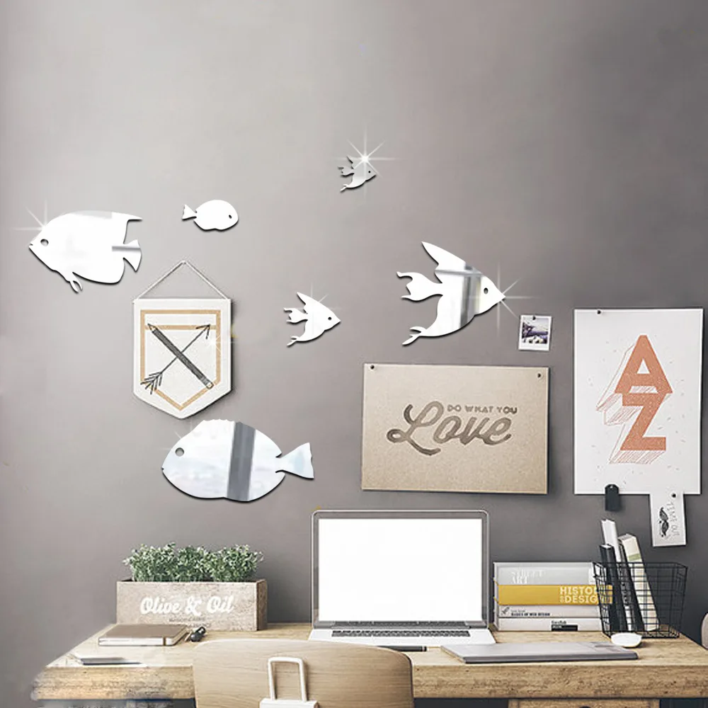 6 шт./партия 3D мода акриловая зеркальная поверхность стикер Механический дизайн