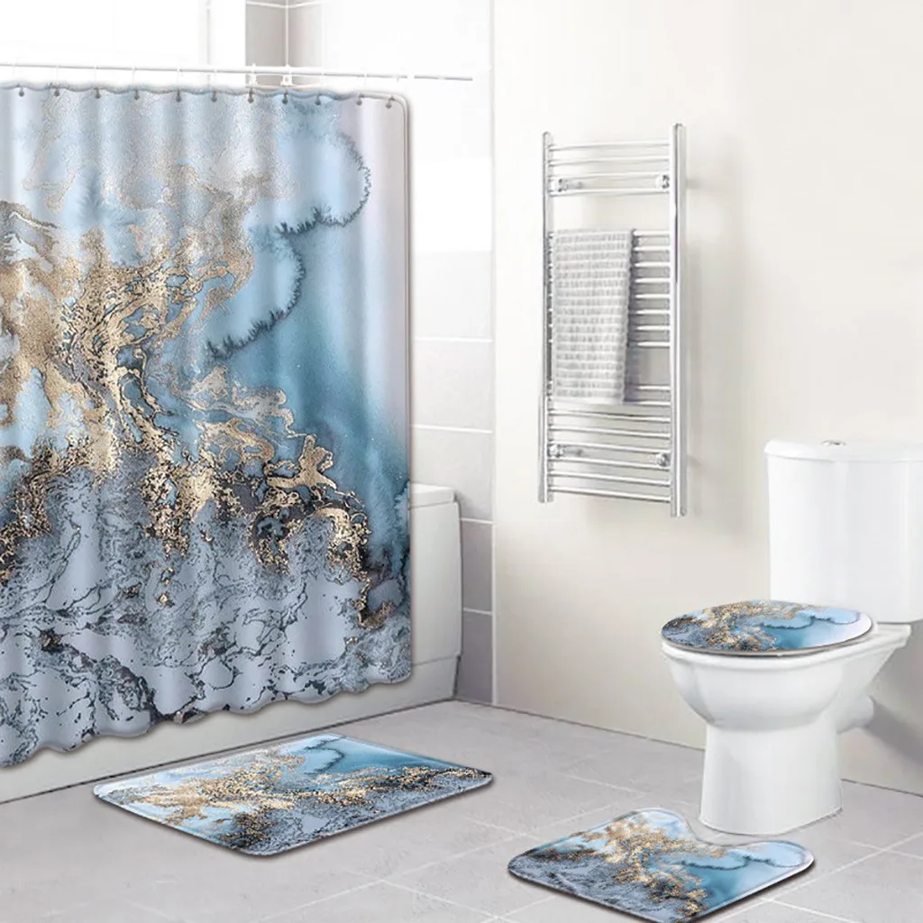 

Toilet cover shower curtain toilet seat 4 sets of non-slip toilet polyester cover pad set bathroom shower curtain L0410
