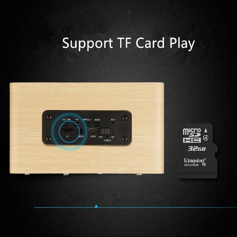 Портативный HiFi Деревянный беспроводной Bluetooth ударный динамик Bass Altavoz TF caixa de som