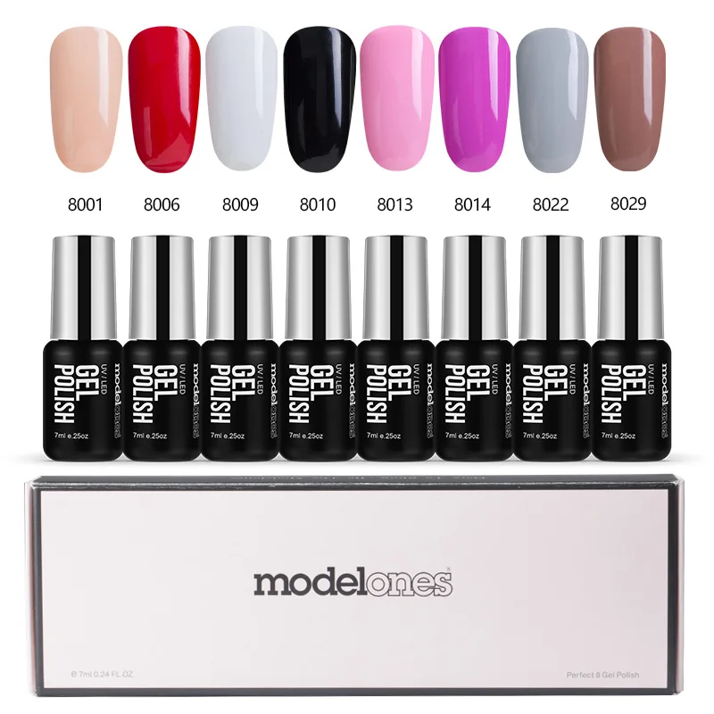 Modelones, 8 шт./лот, салонный Гель-лак для ногтей, набор, розовый цвет, УФ-Гель-лак для ногтей, маникюр, отмачиваемый УФ-гель для ногтей, набор для лаков - Цвет: 16