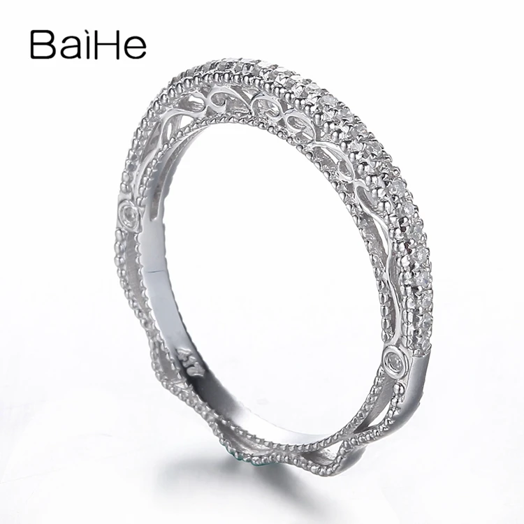 BAIHE Стерлинговое Серебро 925 0.2CT Сертифицированный H/SI круглый огранка натуральные бриллианты свадебные женские модные ювелирные изделия кольцо