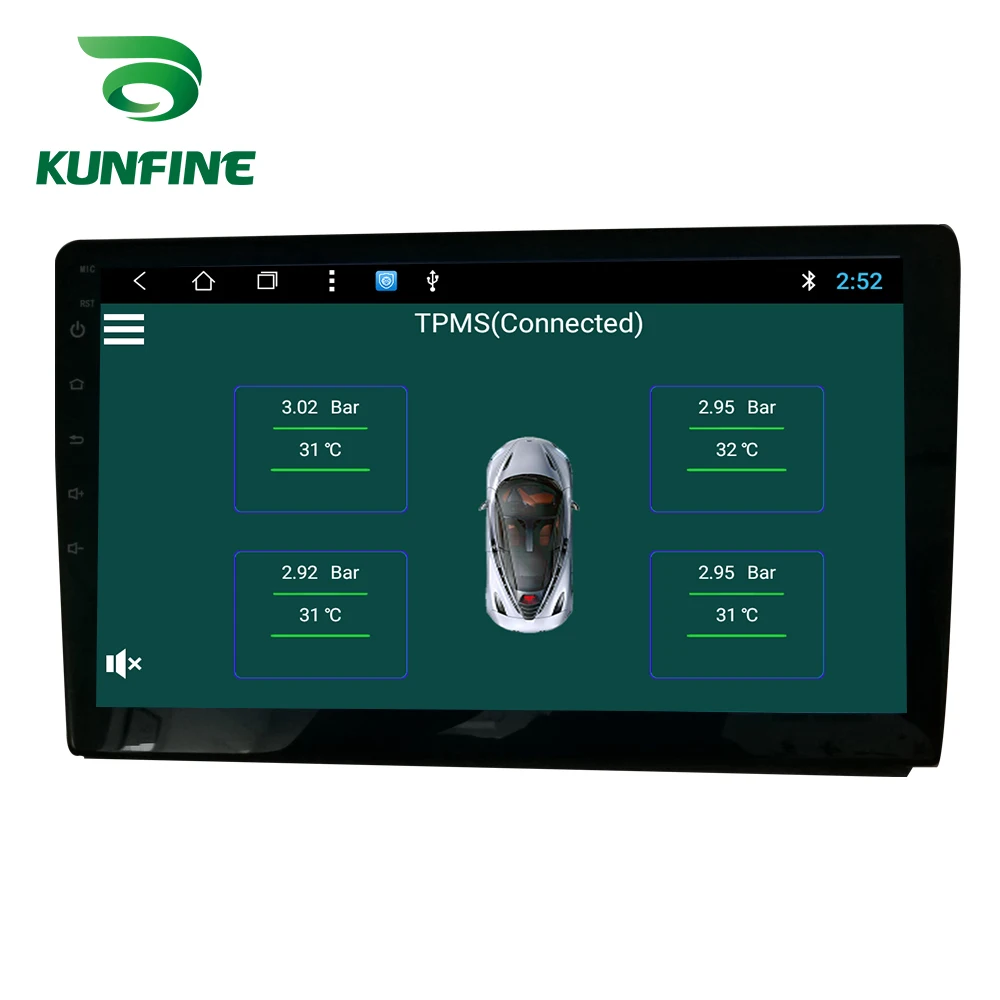 KUNFINE USB Android TPMS Tire Pressure Monitoring System Display Alarm System 5V Android Navigation Car Radio With 4 Sensors
