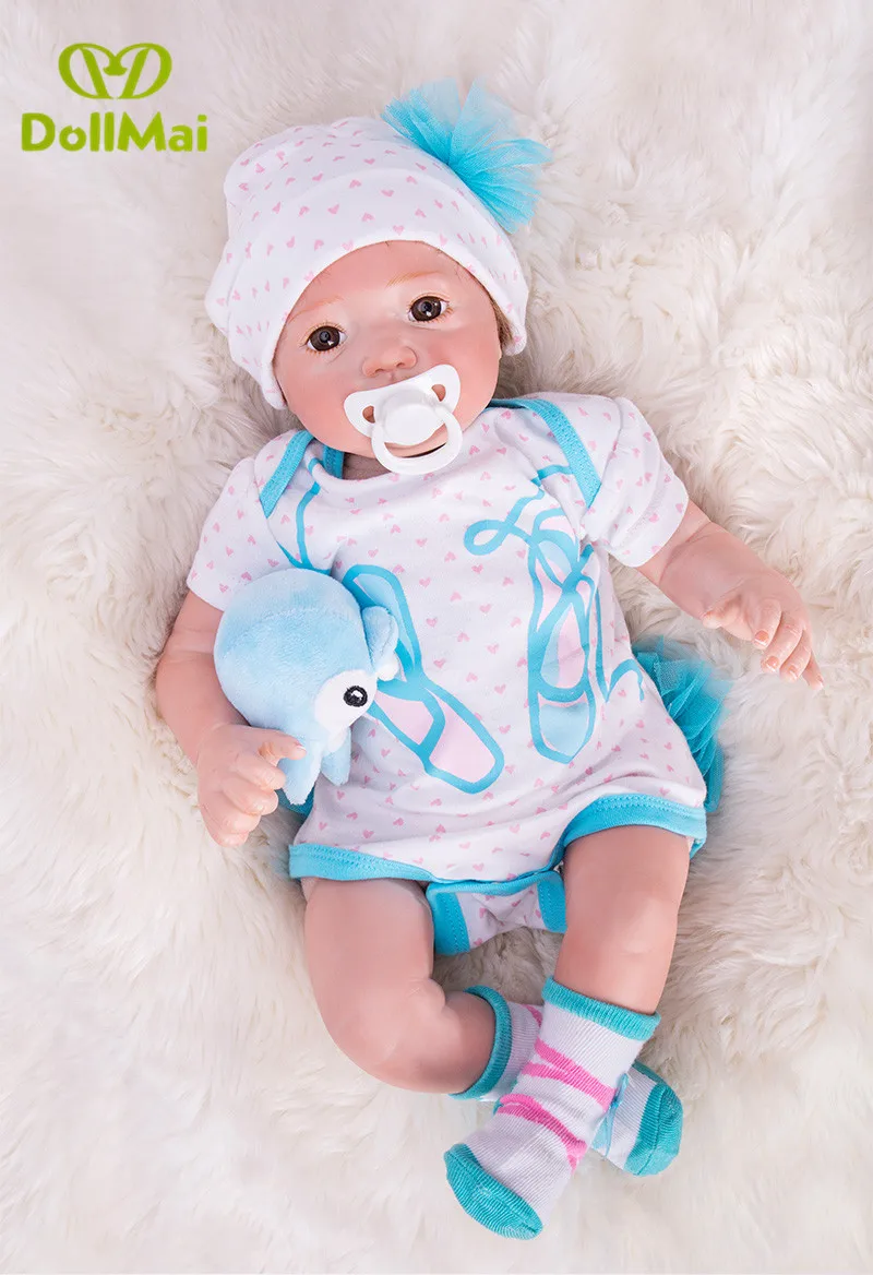 50 см силиконовые куклы Reborn DOLLMAI 20 &quotсиний костюм мальчик мягкое тело высокое