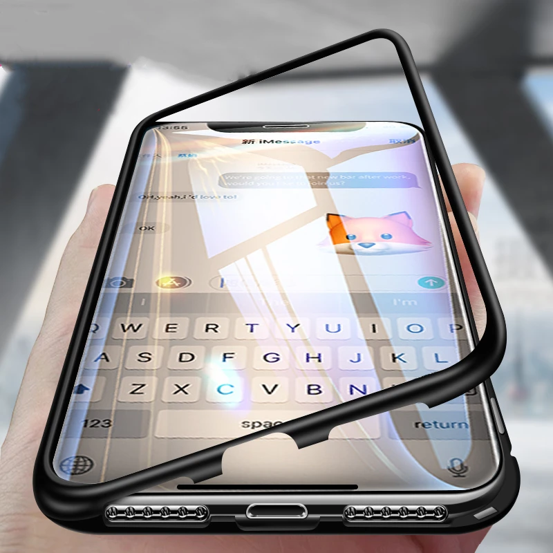 Роскошный Металлический Магнитный защитный чехол для iPhone X XS MAX XR 6 S 7 8 плюс 360