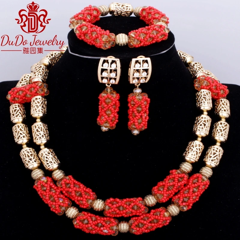 Роскошные нигерийские бусы медное ожерелье ювелирный набор высокое качество