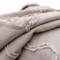 natural linen embroidery summer fabric for dresswater washed ribbon floral apparel sewing fabricdiy clothwidth130cm