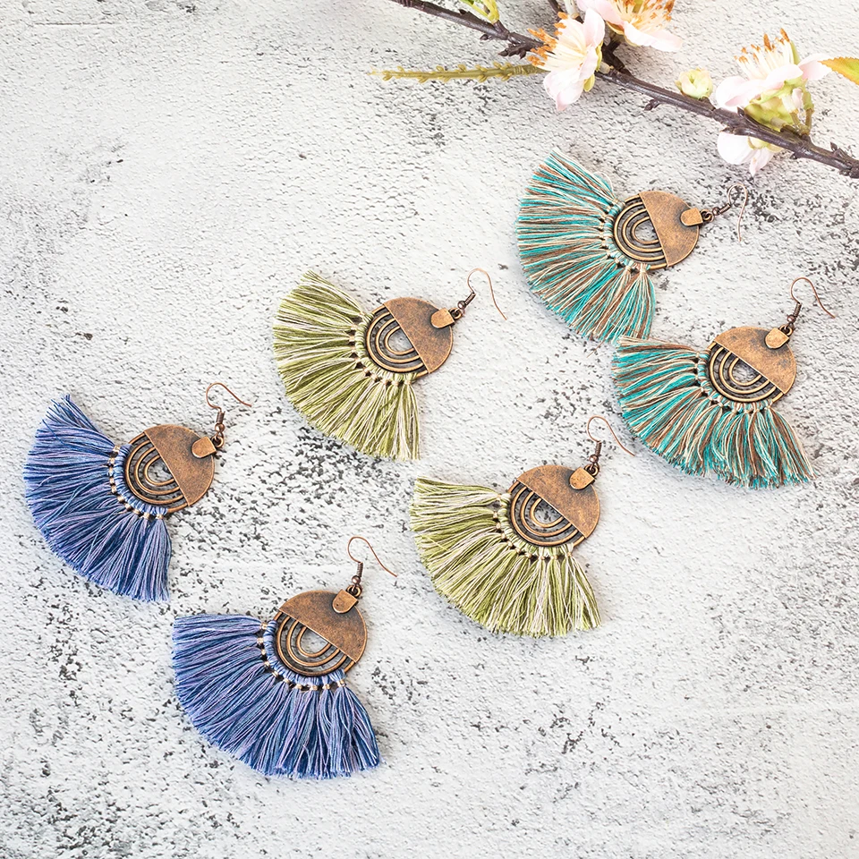 2019 Новая мода Красочные богемные Ретро Винтажные этнические кисточки длинные