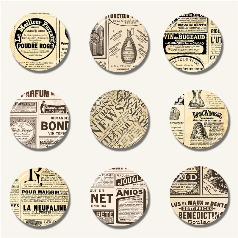 Lychee винтажная газетная серия магнит на холодильник круглые стеклянные магниты