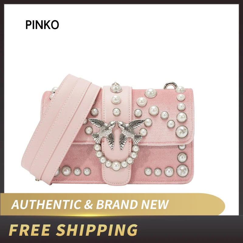 Женская мини сумка Pinko бархатная через плечо с жемчужинами 1P216L Y4YC|Сумки ручками| |