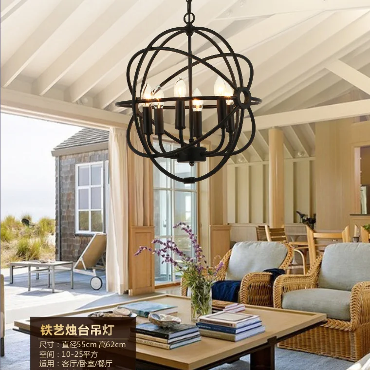 Винтажный железный подвесной светильник в американском ретро стиле лофт