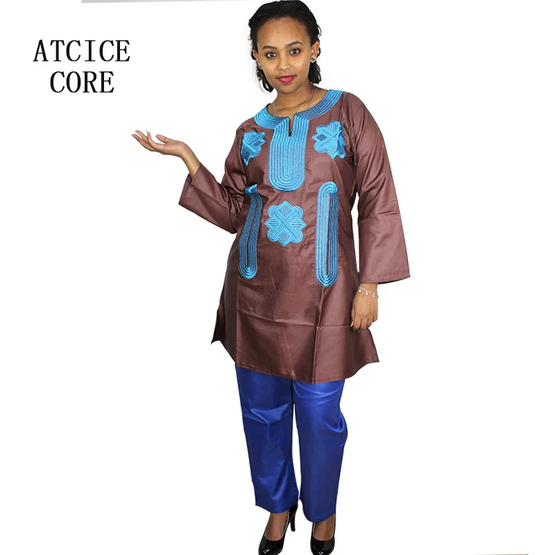 Бесплатная доставка Новые африканские платья bazin с вышивкой топ брюками| |