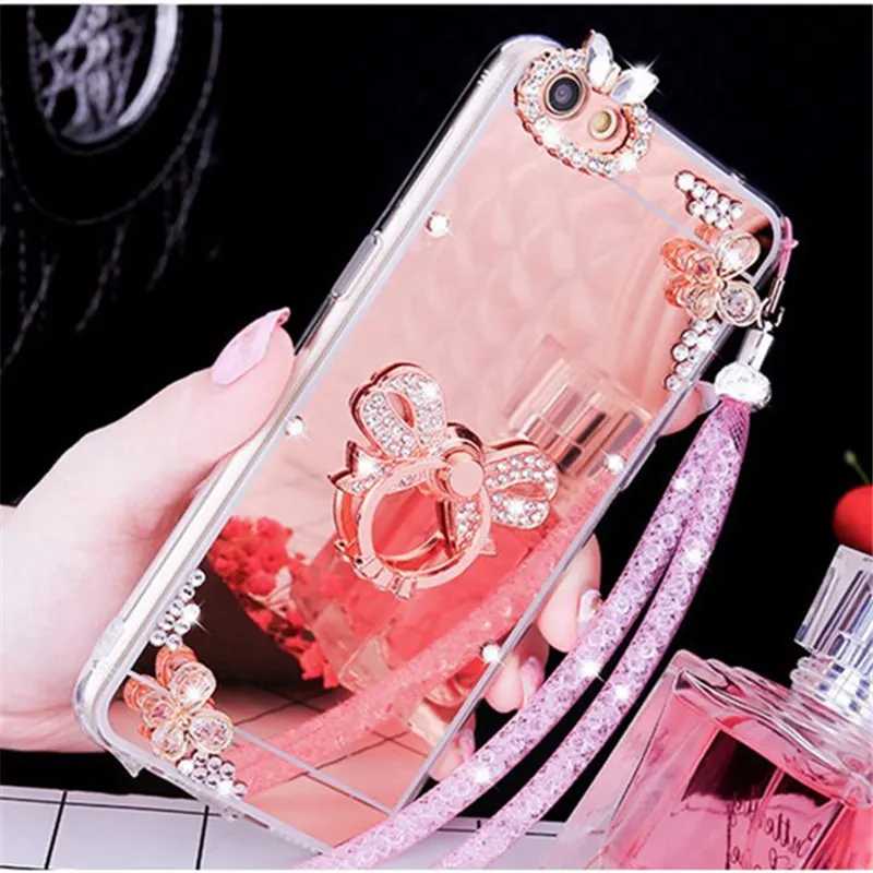 Для samsung J3 J5 J7 2016 2017 Prime J4 J6 Кристалл Rhinestone gemstone зеркальный чехол для задней панели