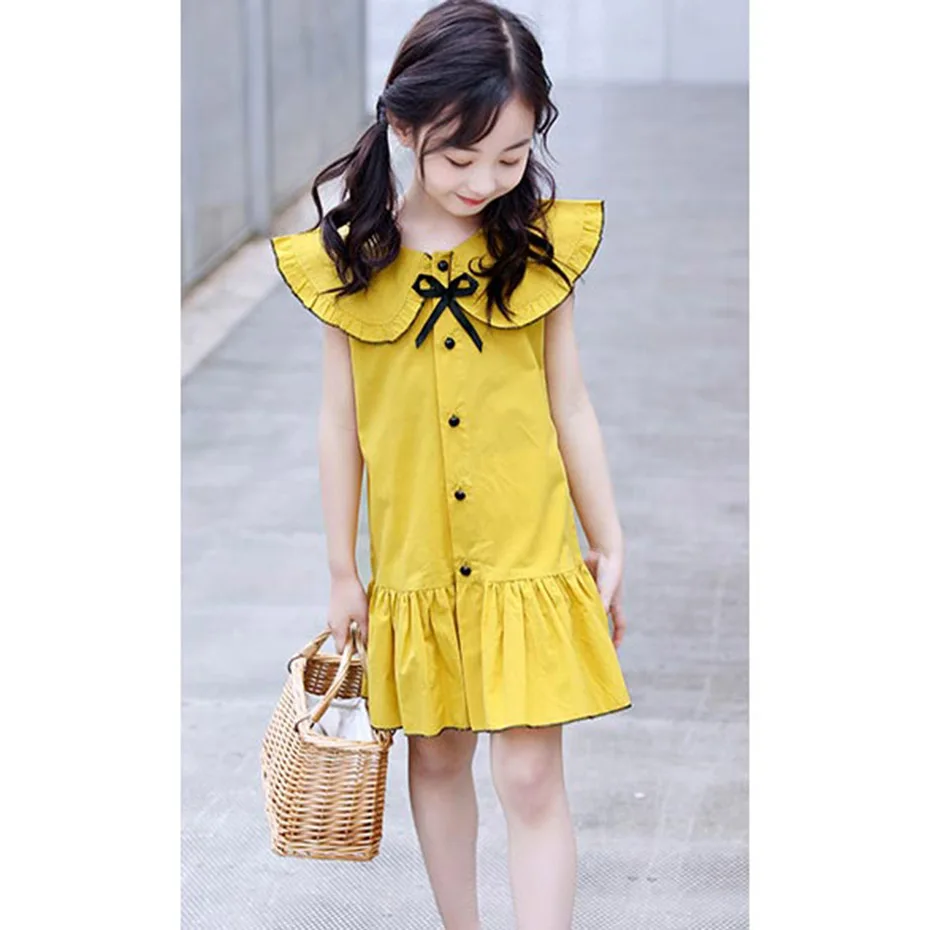 Летние платья для девочек повседневное стильное платье однотонное нарядная