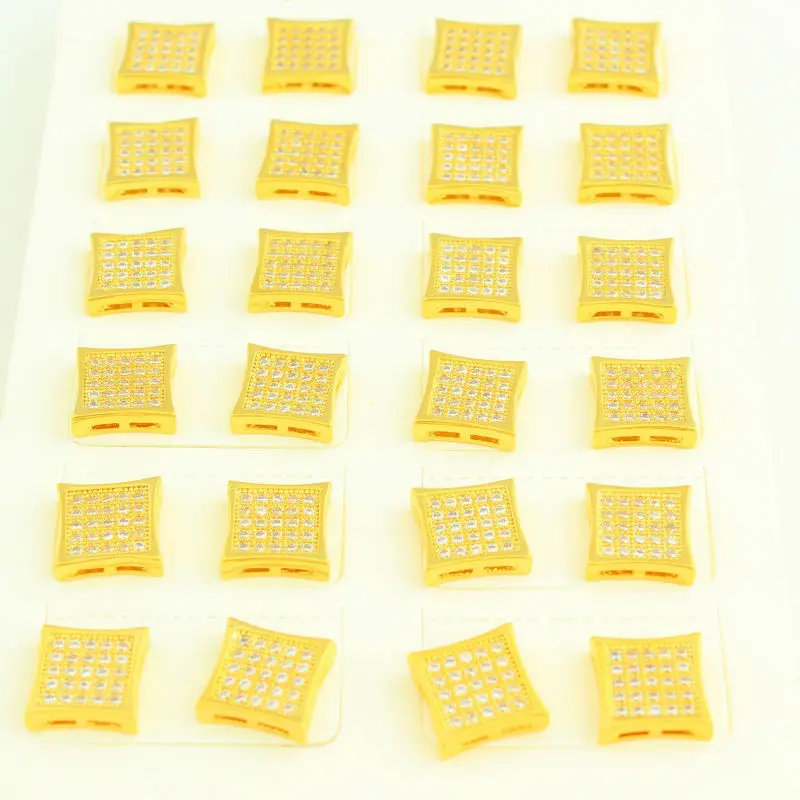 Модные ювелирные изделия Adixyn квадратные серьги гвоздики золотого цвета с