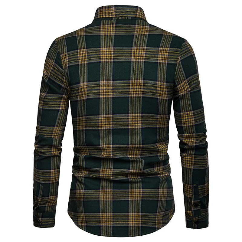 Free Shipping 2019 New Arrival Men's Business Spring and Autumn Plaid Casual Long Sleeve Mens Shirt | Мужская одежда