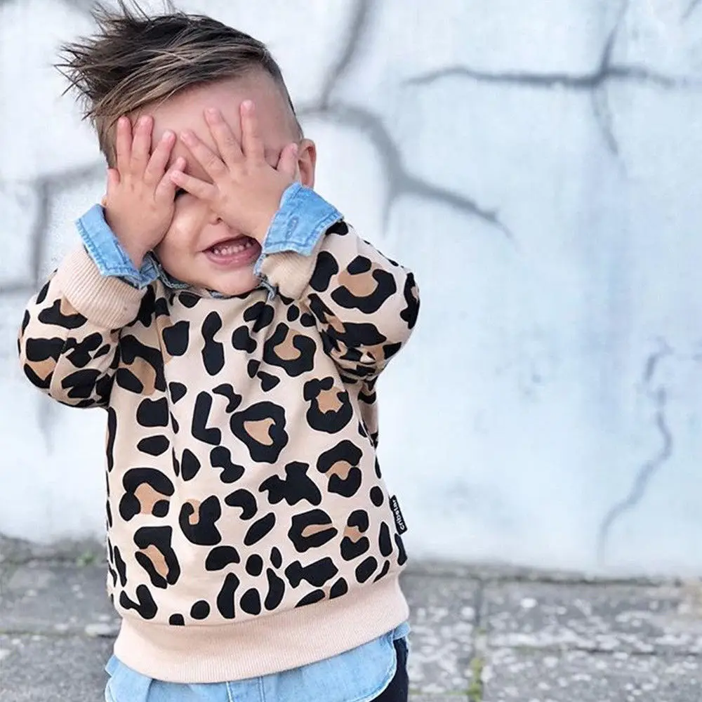 Топ с леопардовым принтом для маленьких девочек и мальчиков 2019 | Детская одежда