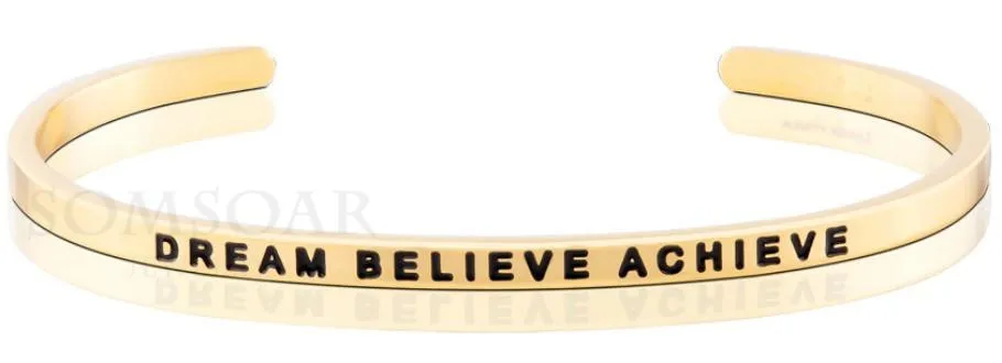 Somsoar ювелирные изделия C Форма браслет Выгравированный &quotDREAM BELIEVE reach&quot