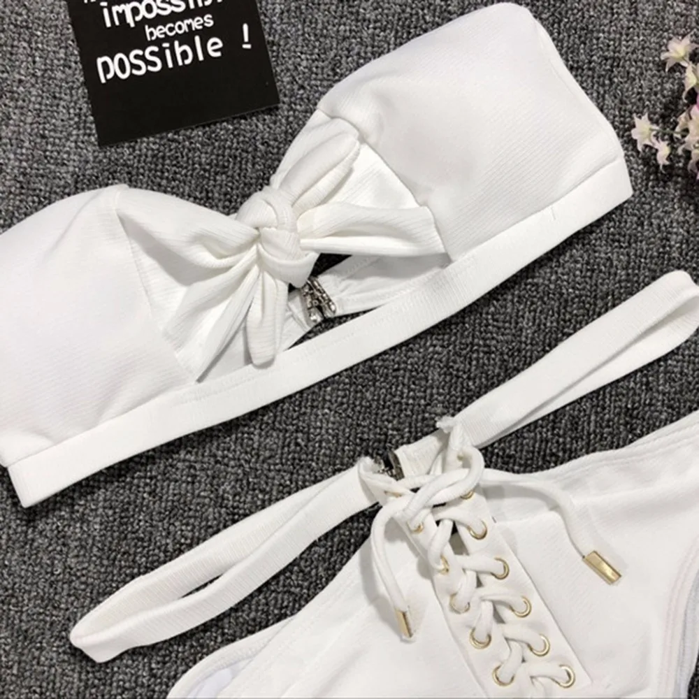 Комплект из двух предметов бикини одноцветное плавание одежда для женщин Maillot De