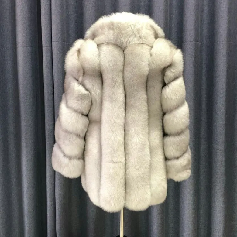 Женская куртка с отложным воротником из натурального Лисьего меха | одежда