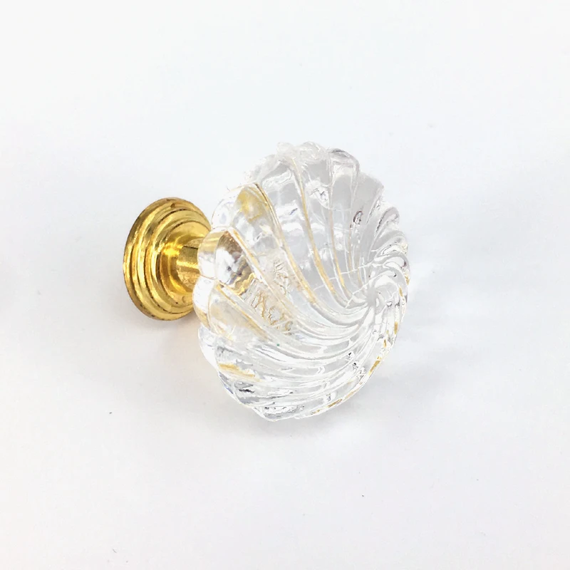 

10pcs 29mm Acrylic Shell Gold Base Cabinet Knob Cupboard Dresser Handle Bedroom Furniture Kitchen Drawer Knobs Pulls