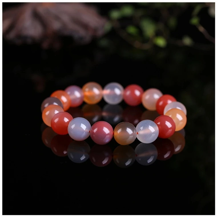 Натуральная цветная соль янюань агат женские и мужские круглые бусины браслет