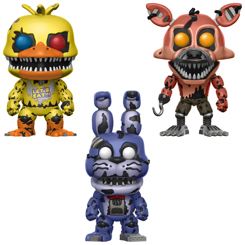 3 шт./компл. ПВХ фигурка героя аниме «Five Nights At Freddy's», «пять ночей куклы игрушки FNAF кошмар Бонни и Чика Фокси» из мультфильма для мальчика, с принтом Фредди 5 Fazbear кукол - Цвет: 3PCS