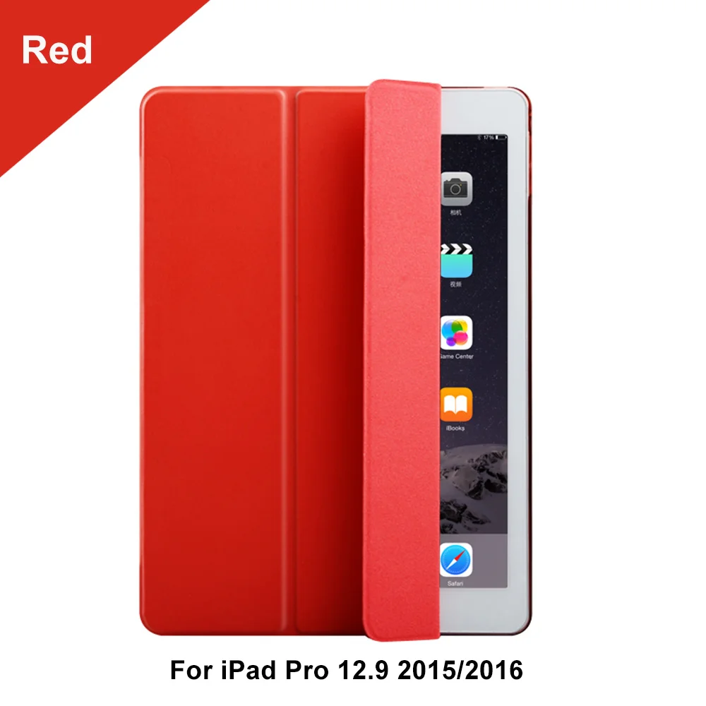 Ultra Slim Смарт чехол для Apple iPad Pro 12.9 12." искусственная кожа Планшеты складной Фолио чехол автовключение/сна - Цвет: red