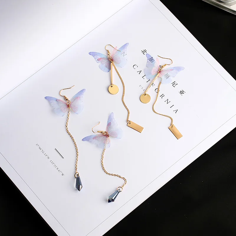 2017 винтажные длинные серьги ручной работы Эфирная бабочка сплав вафельные