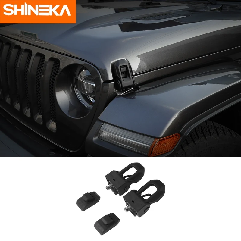 Защелки для капота Замок капота комплект защелки Противоугонный для Jeep Wrangler JL Sports Sahara Freedom Rubicon черный - Цвет: jl no key