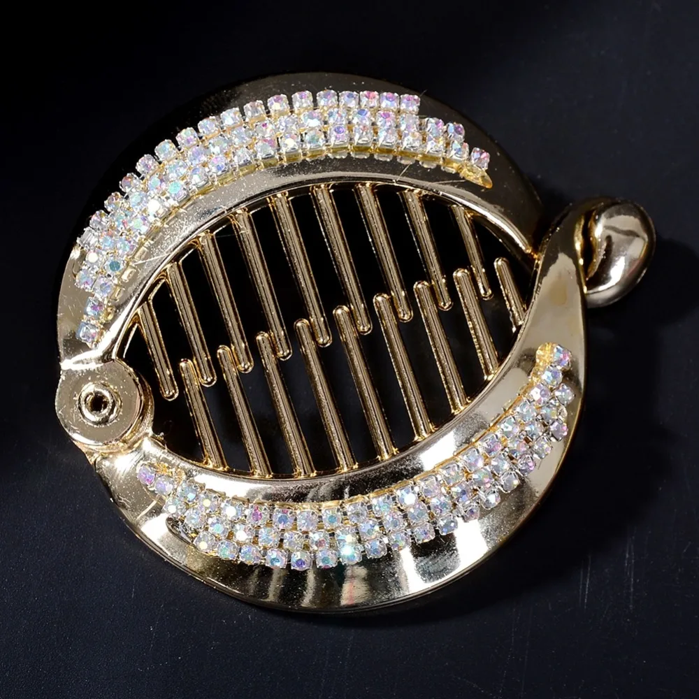 Женские заколки стразы для волос с банановыми зажимами взрослых в форме круглой