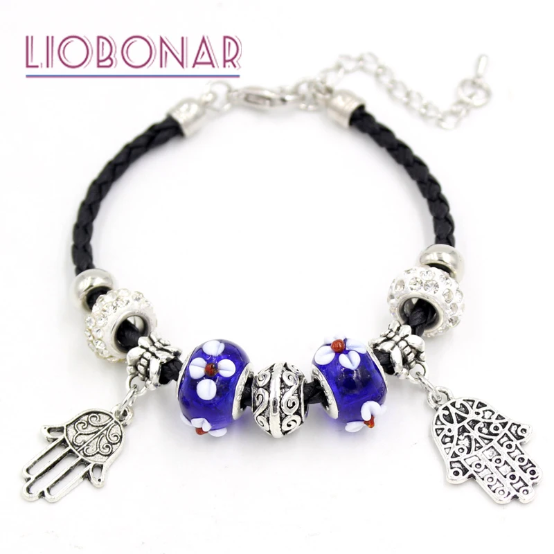 10 шт. оптовая продажа синие бусины из муранского стекла|bracelets for|braided leather braceletleather