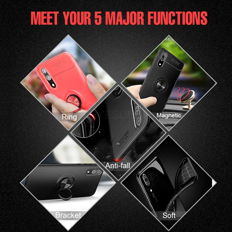 Роскошный ударопрочный чехол для автомобильного кольца мягкий Xiaomi Mi 8 9 SE 6X A2 Pocophone