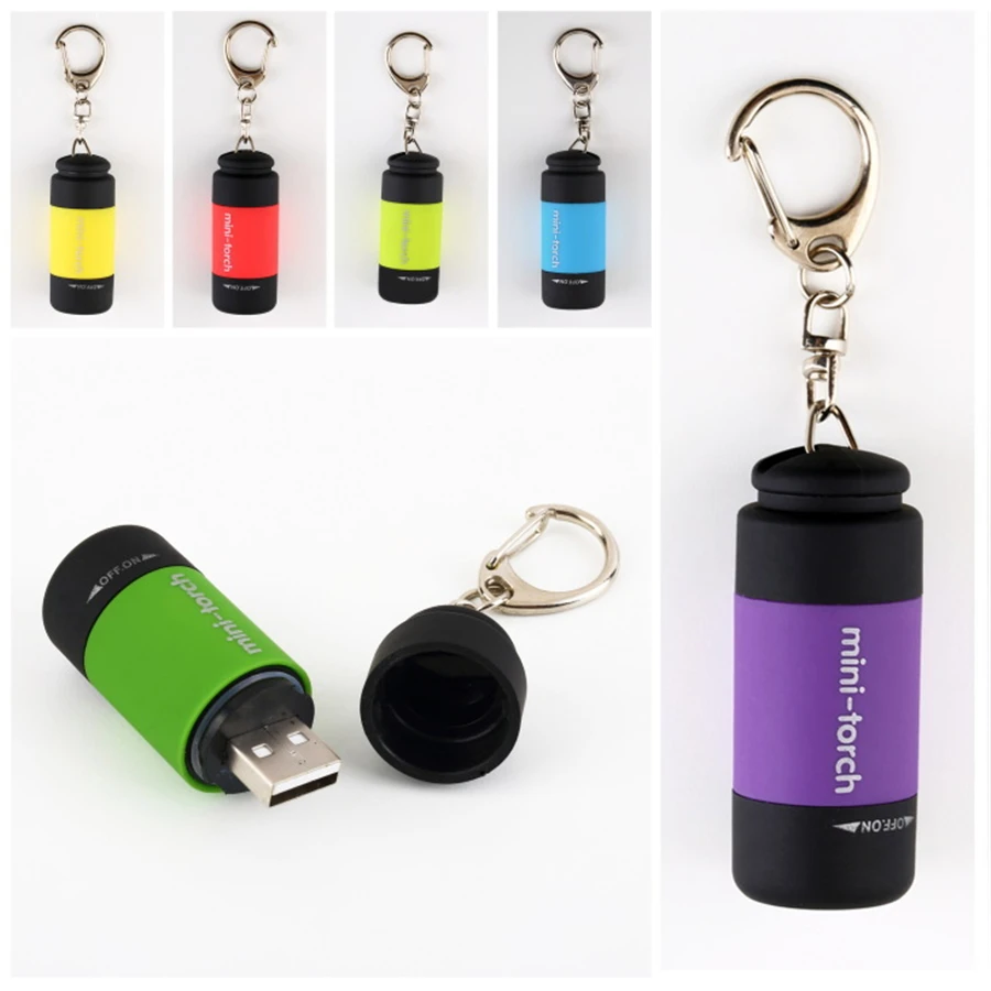 5 шт./лот портативный мини фонарик брелок USB Перезаряжаемый Карманный лампа