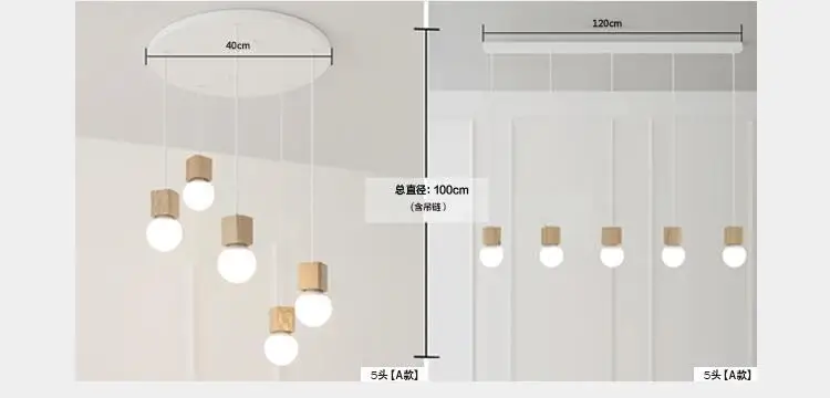 

Modern Pendant Lamps Wooden E27 Pendant Lamps 1 2 3 5 Heads Pendant Light for Bars Restaurants Study Rooms Home Decor Lighting